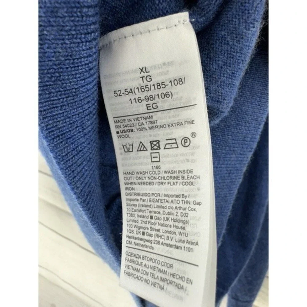 Banana‎ Republic Sweater Blue X-Large Italian Merino Yarn By Baruffa Soft Touch